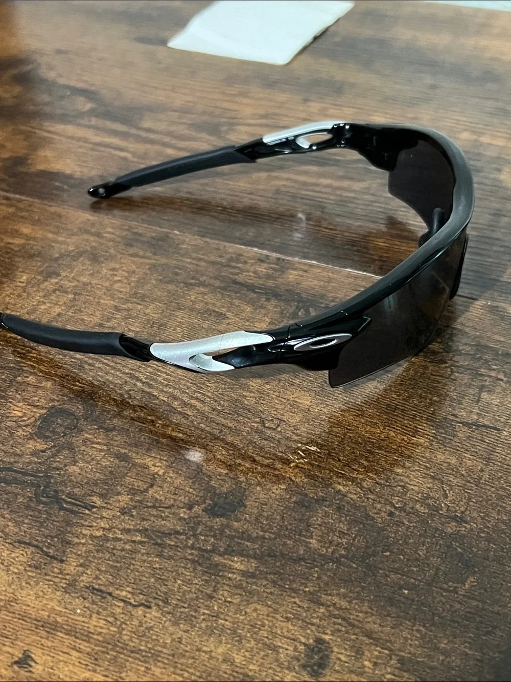 Oakley Black Shield Sunglasses with White Temple Accents with original case